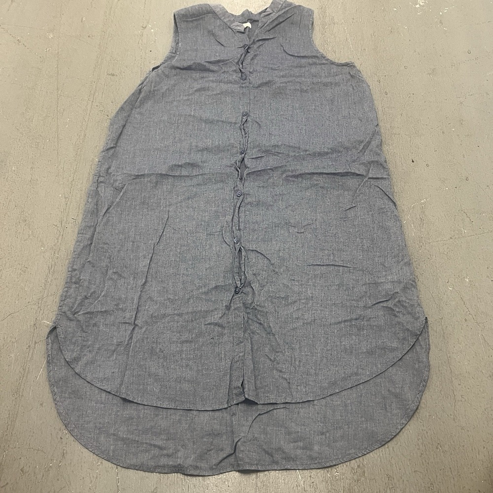 Eileen Fisher Blue Sleeveless Long Tunic Shirt Dress